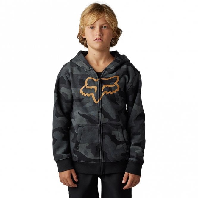 Fox Youth Camo Pack Zip Fleece Hoodie - Black - SALE