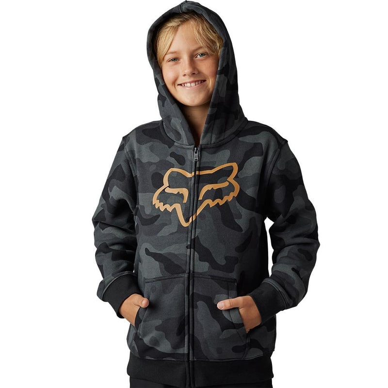 Fox Youth Camo Pack Zip Fleece Hoodie - Black - SALE