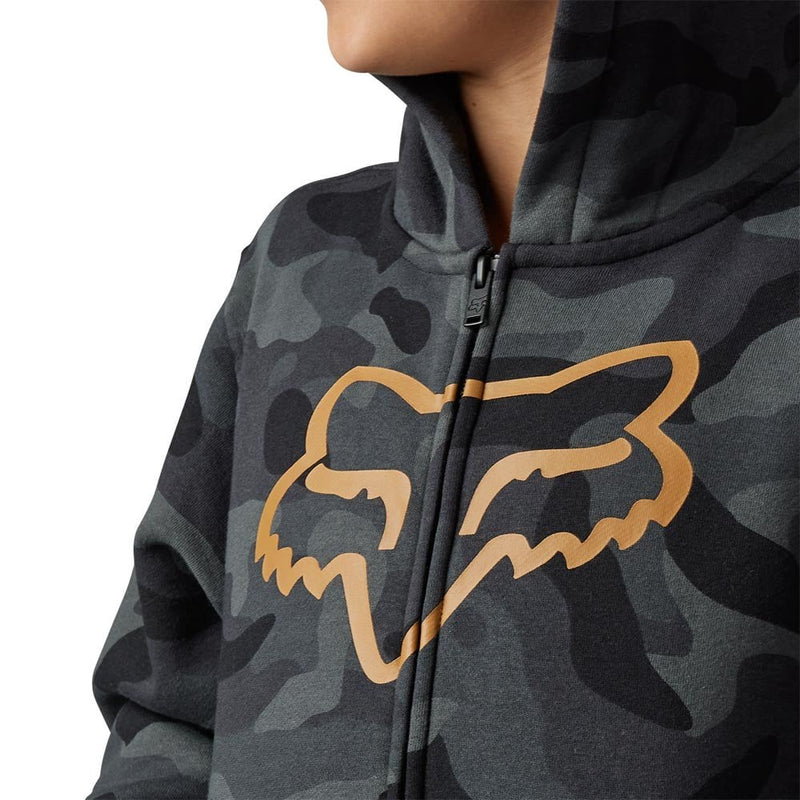 Fox Youth Camo Pack Zip Fleece Hoodie - Black - SALE